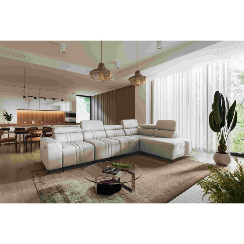 Sofá Esquinero Exclusivo Verona XI con función de cama en tela de Terciopelo, Vena 9 | Tus Muebles Ideales