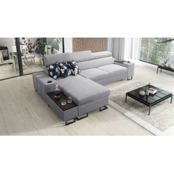Prestige I Maxi corner sofa with sleeping function and USB port - Weave, Sawana 84