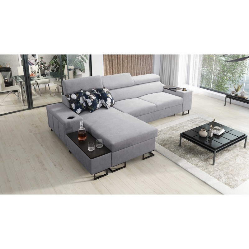 Prestige I Maxi corner sofa with sleeping function and USB port - Weave, Sawana 84