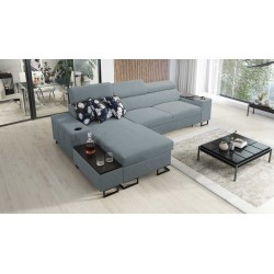 Prestige I Maxi Ecksofa mit Schlaffunktion und USB-Anschluss - Gewebe, Sawana 72