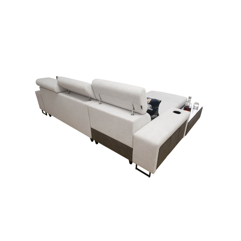 Prestige I Maxi corner sofa with sleeping function and USB port - Plecionka, Sawana 26
