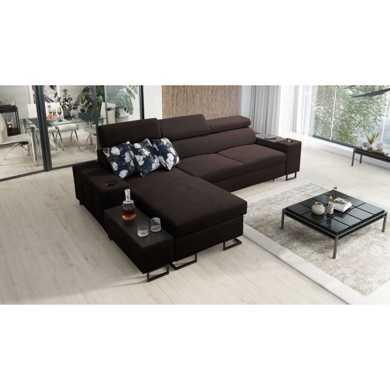 Ecksofa Prestige I Maxi mit Schlaffunktion und USB-Anschluss - Geflecht, Sawana 26