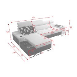 Ecksofa Prestige I Maxi mit Schlaffunktion und USB-Anschluss - Gewebe, Sawana 14
