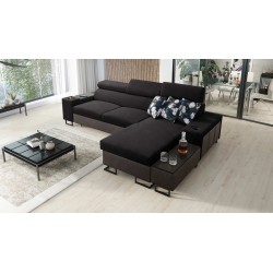 Narożnik Prestige I Maxi z funkcją spania i portem usb - Miękka w dotyku, Freya 210.25 + Tauro 8207