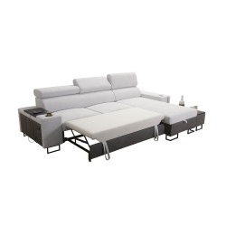 Esquina Prestige I Maxi con función de cama y puerto USB - Suave al tacto, Freya 210.11 + Tauro 8207
