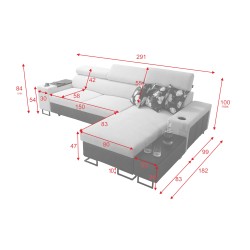 Corner Sofa Prestige I Maxi with a sleeping function and USB port - Soft to the touch, Freya 210.04 + Tauro 8203
