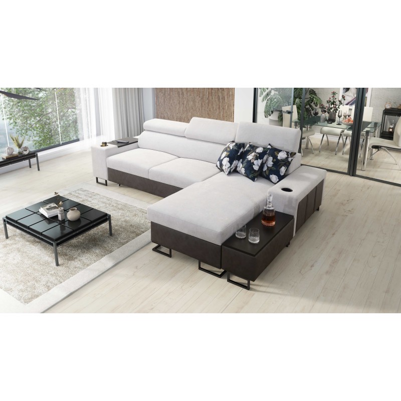 Ecksofa Prestige I Maxi mit Schlaffunktion und USB-Anschluss - Weich im Griff, Freya 210.18 + Tauro 8207