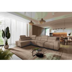 Esquinero Exclusivo Verona XI con función de cama en tela de terciopelo, Vena 14 | Tus Muebles Ideales