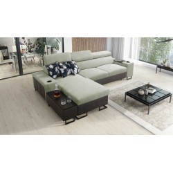 Prestige I Maxi Ecksofa mit Schlaffunktion und USB-Anschluss - Weich im Griff, Freya 210.11 + Tauro 8207