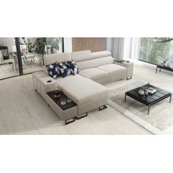 Esquinero Prestige I Maxi con función de cama y puerto USB - Suave al tacto, Freya 210.02 + Tauro 8203