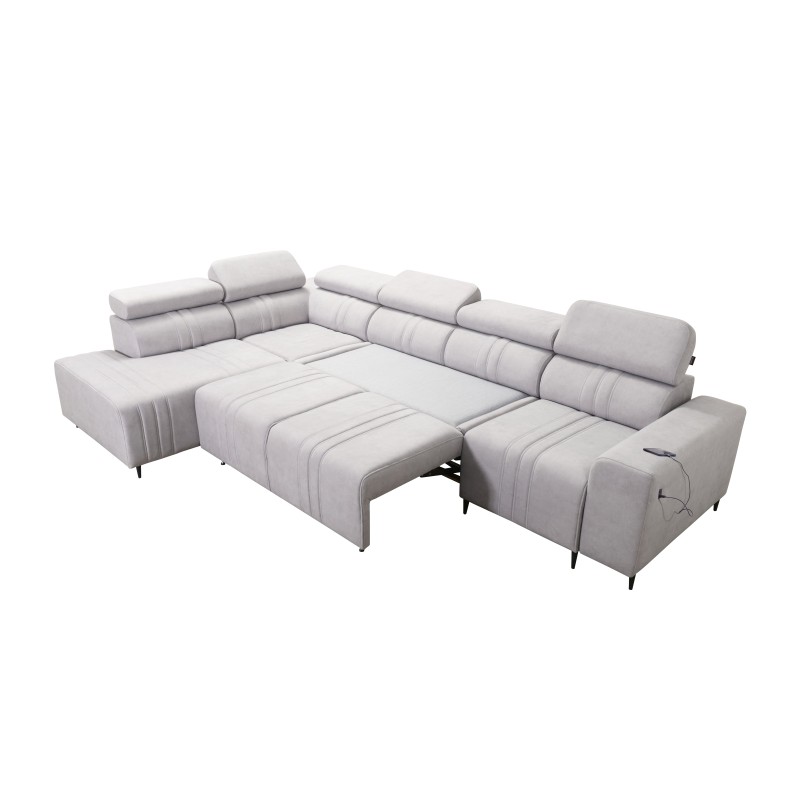 Exclusive Verona XI Corner Sofa with Sleeping Function in Velvet Fabric, Vena 13 | Your Ideal Furniture