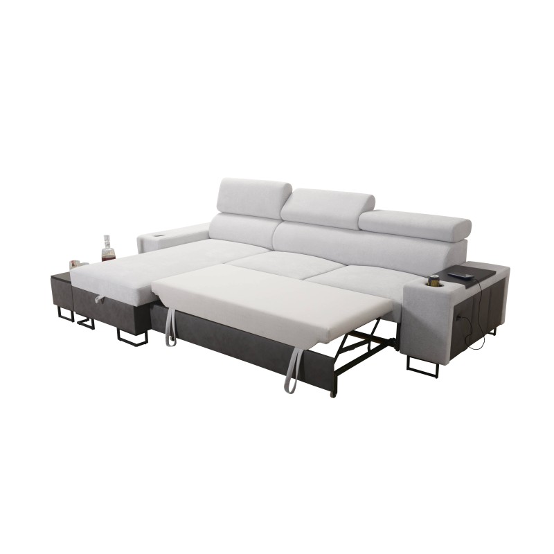 Prestige I Maxi Corner Sofa with Sleeping Function and USB Port - Soft to the Touch, Freya 210.02 + Tauro 8202