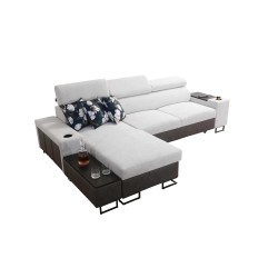 Prestige I Maxi Corner Sofa with Sleeping Function and USB Port - Soft to the Touch, Freya 210.02 + Tauro 8202