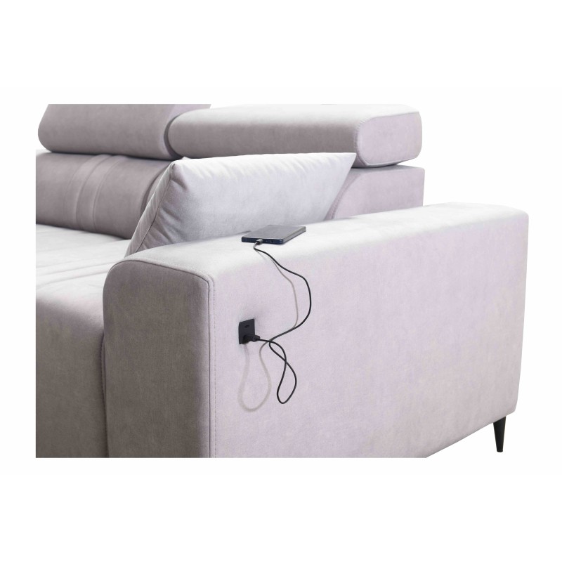 Sofá Esquinero Exclusivo Verona XI con función de dormir en tela de terciopelo, Vena 10 | Tus Muebles Ideales