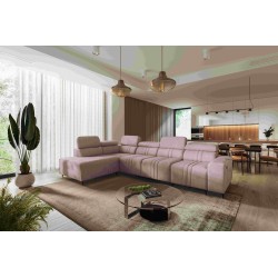 Exclusive Verona XI Corner Sofa with Sleeping Function in Velvet Fabric, Vena 10 | Your Ideal Furniture