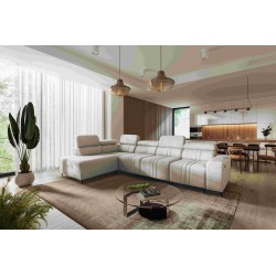 Sofá Esquinero Exclusivo Verona XI con función de cama en tela de Terciopelo, Vena 9 | Tus Muebles Ideales