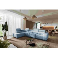 Sofá Esquinero Exclusivo Verona XI con función para dormir en tela de Terciopelo, Vena 6 | Tus Muebles Ideales