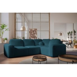 Esquinero Monaco II con función de cama en tela de terciopelo, Velo 631: elegancia y funcionalidad en uno.