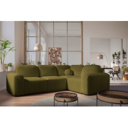 El sofá esquinero Monaco II con función de cama en tela de terciopelo, Velo 629 - elegancia y funcionalidad en uno.