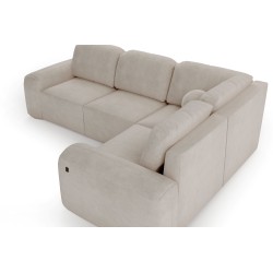 Monaco II Corner Sofa with Sleeping Function in Velvet Fabric, Velo 621 - Elegance and Functionality in One