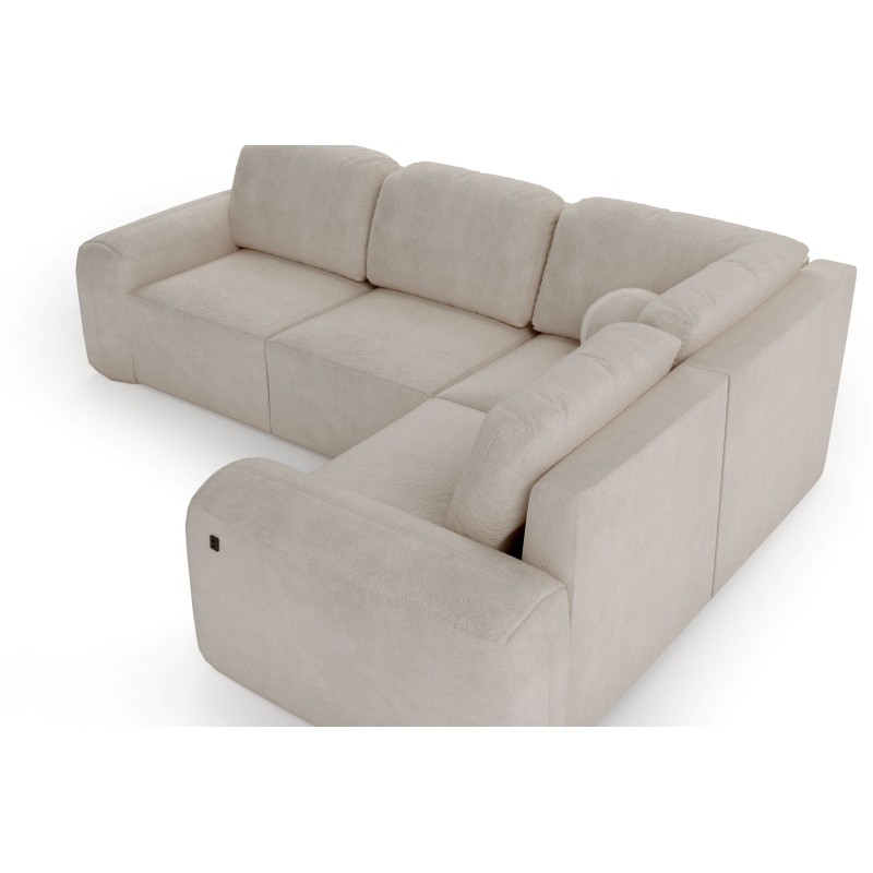 Monaco II Corner Sofa with Sleeping Function in Velvet Fabric, Velo 621 - Elegance and Functionality in One