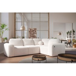 Monaco II Corner Sofa with Sleeping Function in Velvet Fabric, Velo 621 - Elegance and Functionality in One