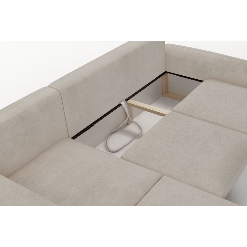 Esquinero Monaco II con función de dormir en tela de terciopelo, Velo 637 - elegancia y funcionalidad en uno.