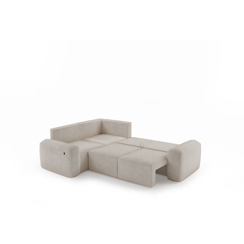 Esquinero Monaco II con función de dormir en tela de terciopelo, Velo 637 - elegancia y funcionalidad en uno.