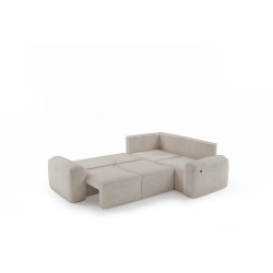 Monaco II Corner Sofa with Sleeping Function in Velvet Fabric, Velo 621 - Elegance and Functionality in One