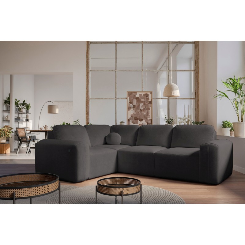 Monaco II corner sofa with a sleeping function in Velour fabric, Velo 635 - elegance and functionality in one