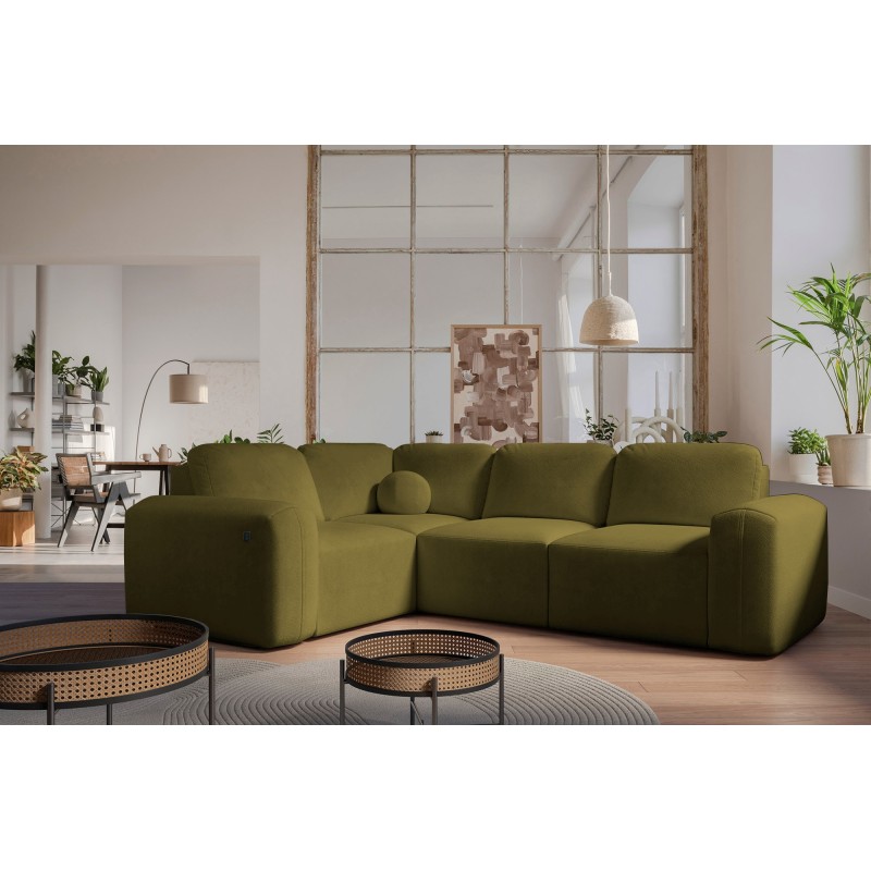 Monaco II corner sofa with sleeping function in Velor fabric, Velo 629 - elegance and functionality in one