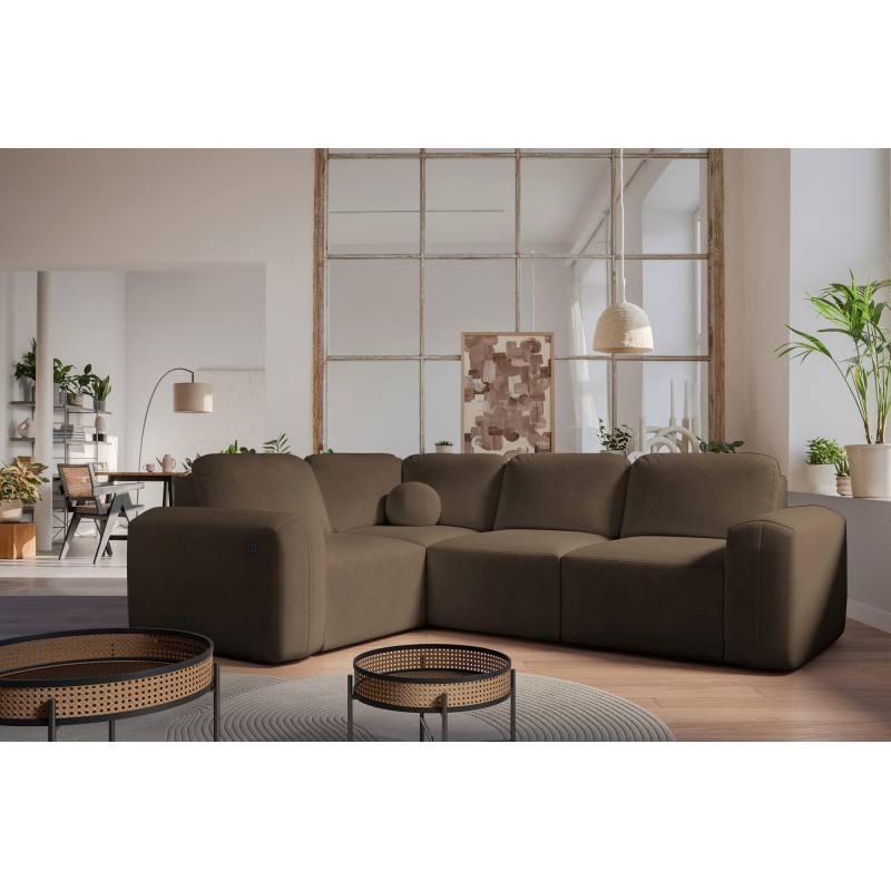 Monaco II corner sofa with sleeping function in Velour fabric, Velo 625 - elegance and functionality in one