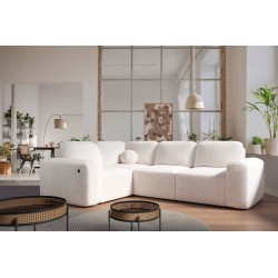 Monaco II Corner Sofa with Sleeping Function in Velvet Fabric, Velo 621 - Elegance and Functionality in One