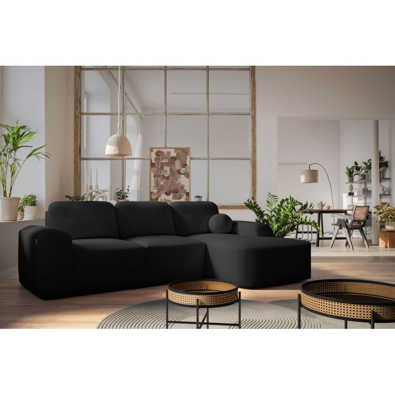 Elegant Monaco I Corner Sofa with Sleeping Function, Upholstered in Velvet Fabric, Velo 637