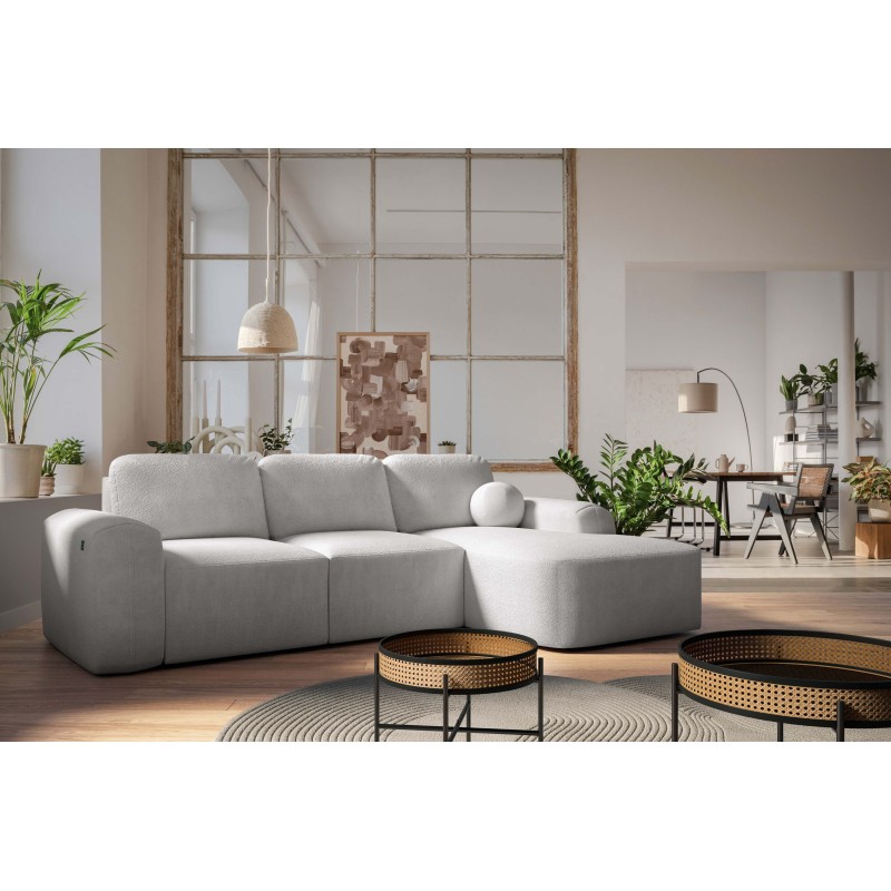 Sofá esquinero elegante Monaco I con función de cama, tapizado en tela de terciopelo, Velo 632