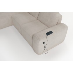 Elegant Monaco I Corner Sofa with Sleeping Function, Upholstered in Velvet Fabric, Velo 635