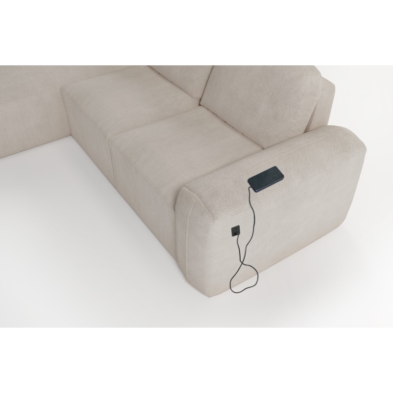 Elegant Monaco I Corner Sofa with Sleeping Function, Upholstered in Velvet Fabric, Velo 629