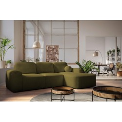 Elegantes Ecksofa Monaco I mit Schlaffunktion, bezogen mit Veloursstoff, Velo 629.