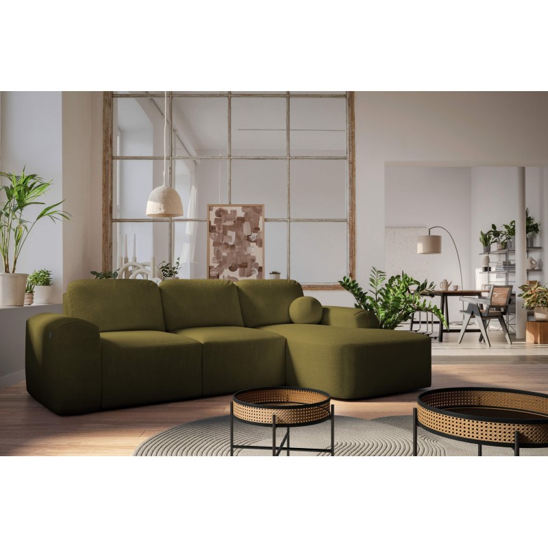 Elegant Monaco I Corner Sofa with Sleeping Function, Upholstered in Velvet Fabric, Velo 629