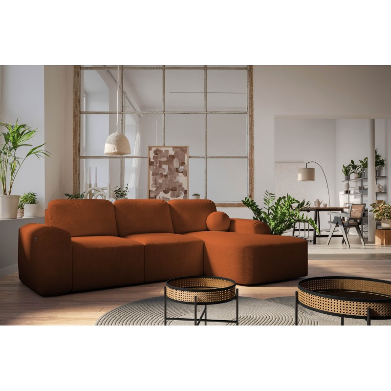 Elegantes Ecksofa Monaco I mit Schlaffunktion, bezogen mit Veloursstoff, Velo 627