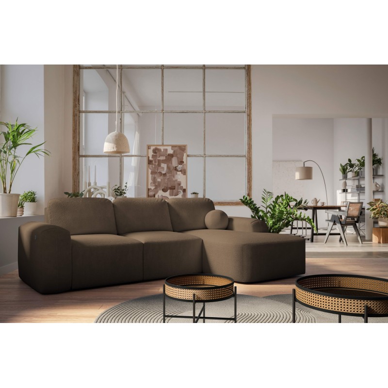 Elegant Monaco I Corner Sofa with a sleeping function, upholstered in Velvet fabric, Velo 625