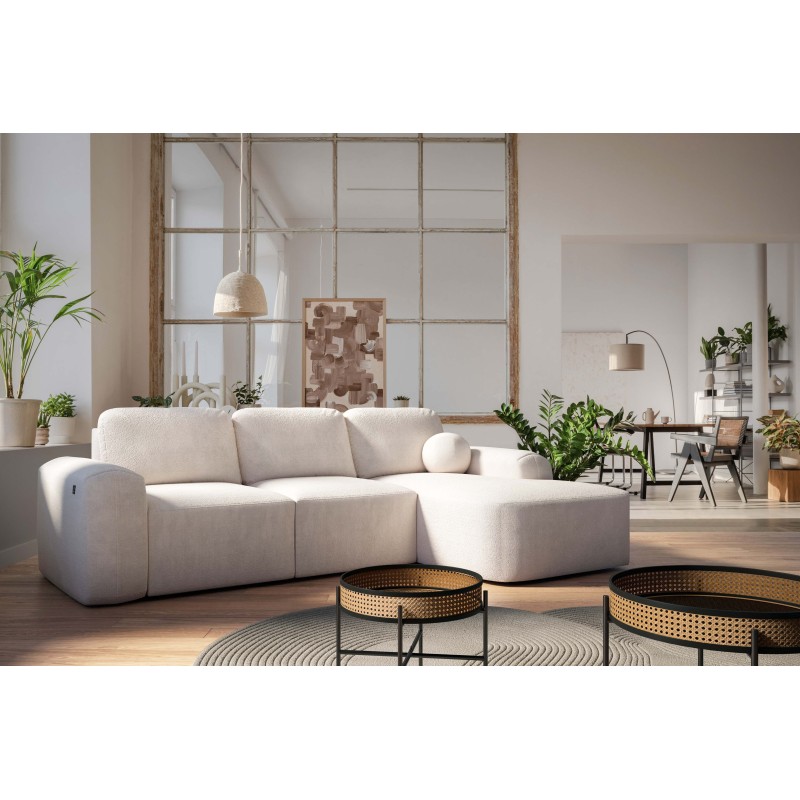 Elegantes Ecksofa Monaco I mit Schlaffunktion, bezogen mit Samtstoff, Velo 621.
