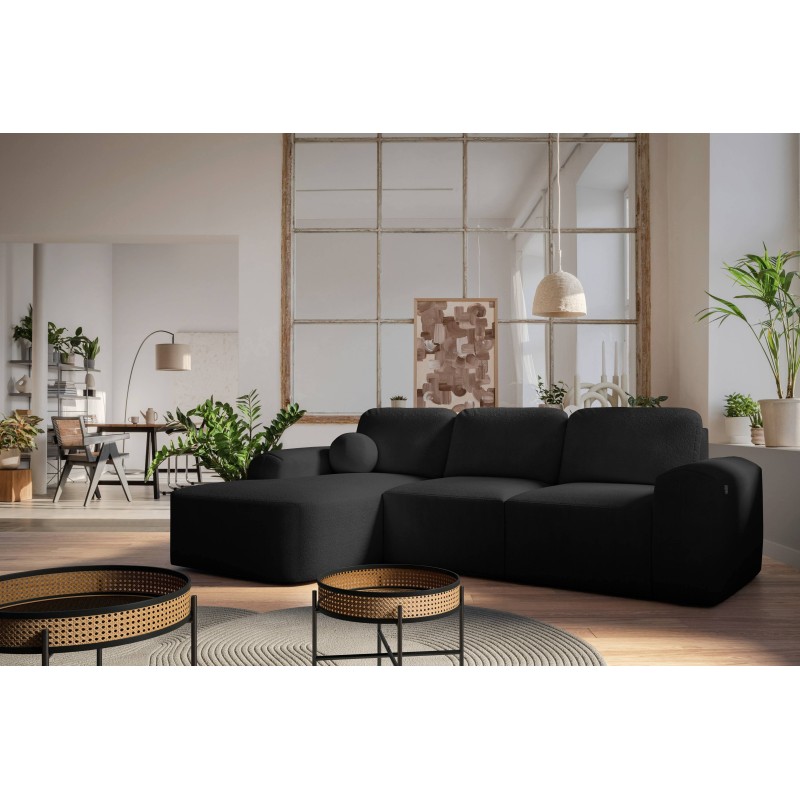 Elegantes Ecksofa Monaco I mit Schlaffunktion, bezogen mit Veloursstoff, Velo 637.