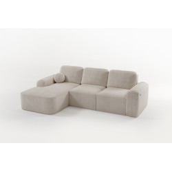 Elegantes Ecksofa Monaco I mit Schlaffunktion, bezogen mit Samtstoff, Velo 632