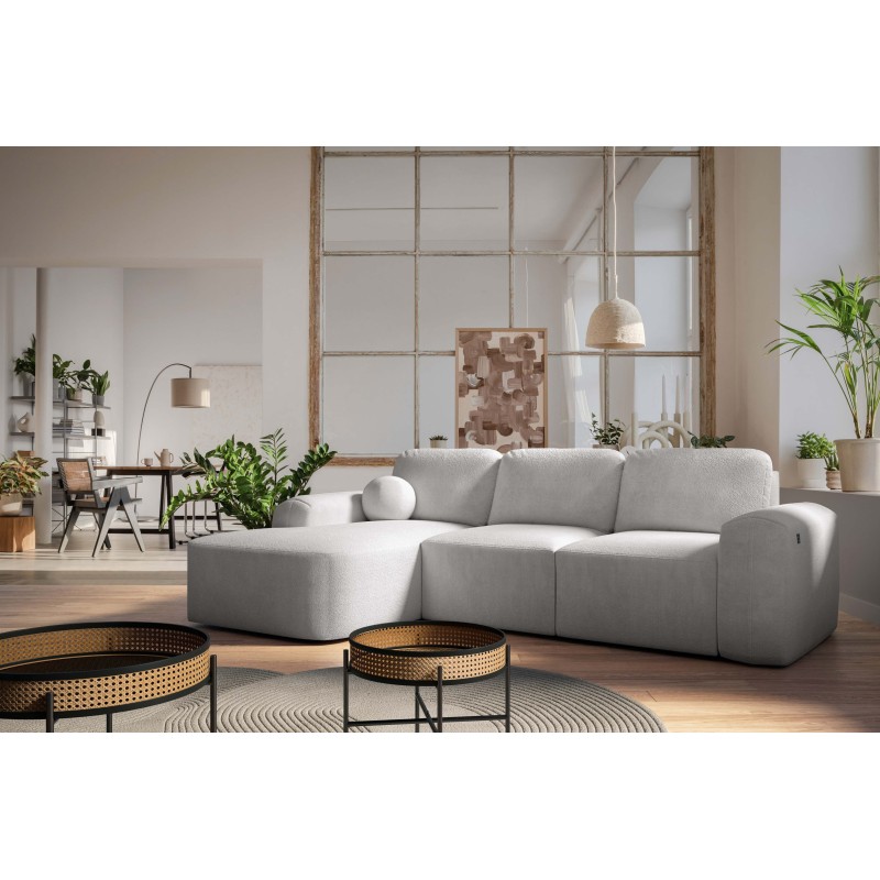 Elegantes Ecksofa Monaco I mit Schlaffunktion, bezogen mit Samtstoff, Velo 632