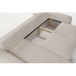 Elegantes Ecksofa Monaco I mit Schlaffunktion, bezogen mit Veloursstoff, Velo 635.