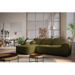 Elegantes Ecksofa Monaco I mit Schlaffunktion, bezogen mit Veloursstoff, Velo 629.