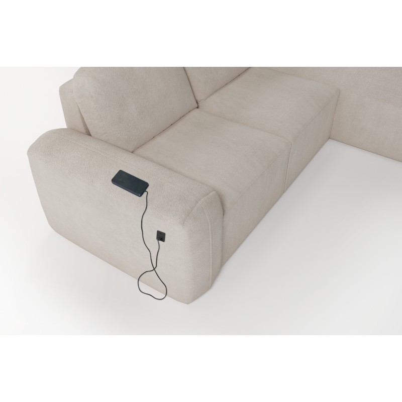 Elegantes Ecksofa Monaco I mit Schlaffunktion, bezogen mit Veloursstoff, Velo 627