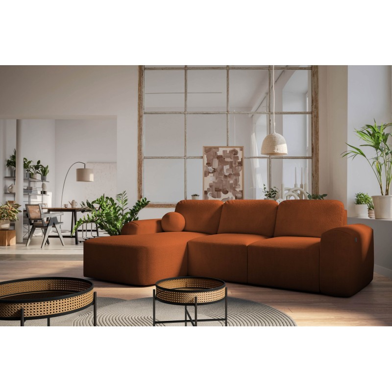 Elegantes Ecksofa Monaco I mit Schlaffunktion, bezogen mit Veloursstoff, Velo 627