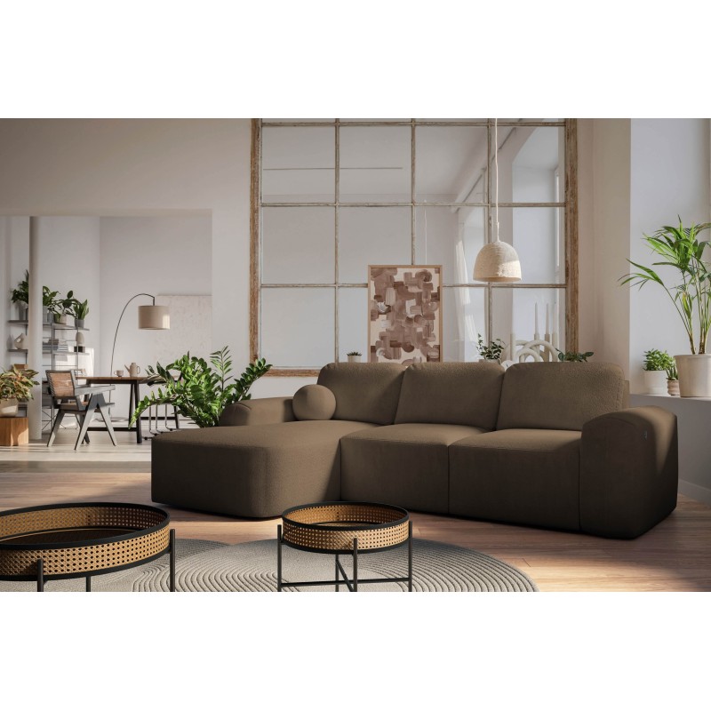 Elegant Monaco I Corner Sofa with a sleeping function, upholstered in Velvet fabric, Velo 625